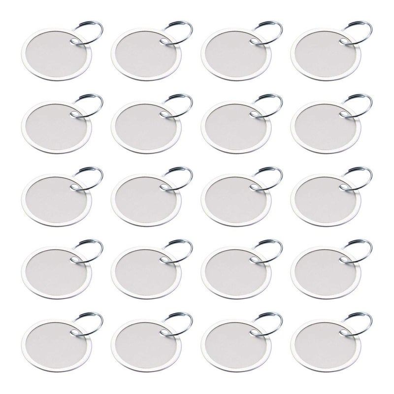 Lucky Line Round Paper Tag 1-1/4"" with Metal Rim and Split Ring, 20 Pack (28220) - Image 1